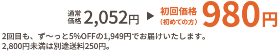 初回価格（初めての方） 980円